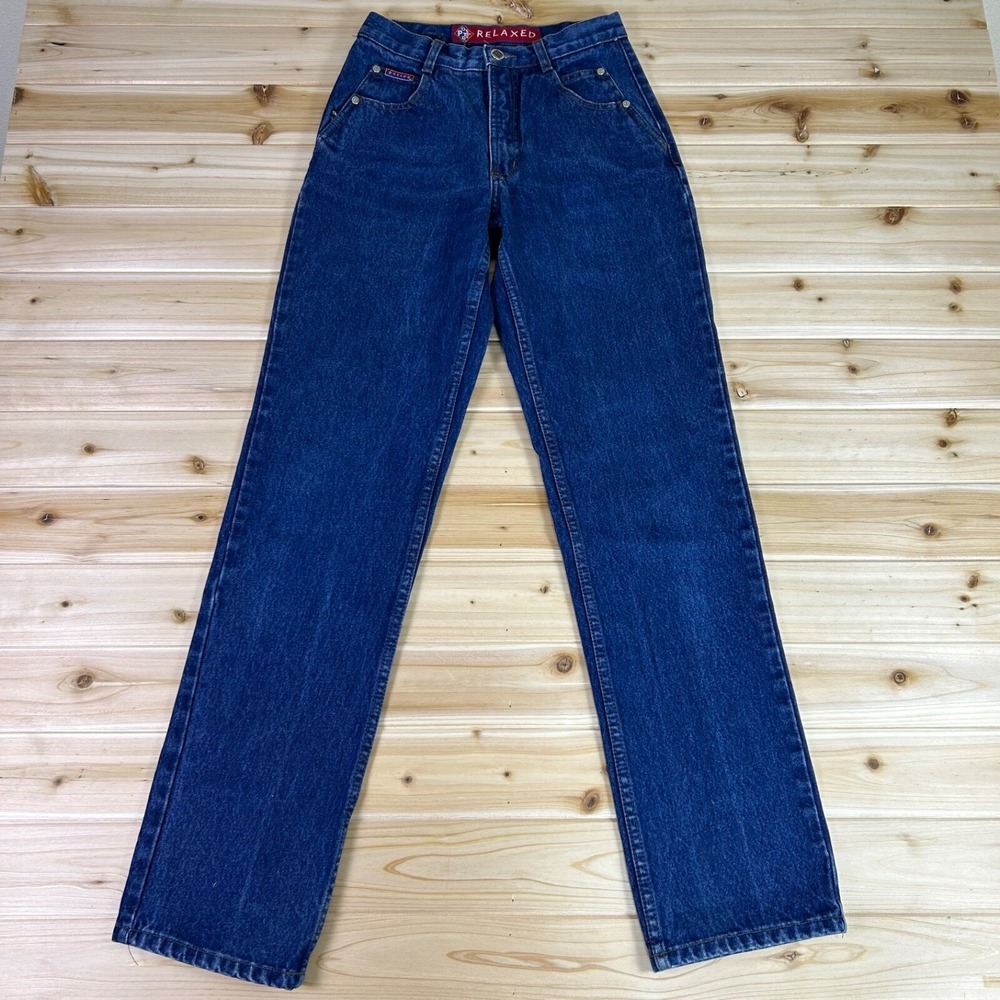 Vintage Posted Jeans Womens 3/4 Relaxed Fit Straight Leg Western Denim Blue Jean